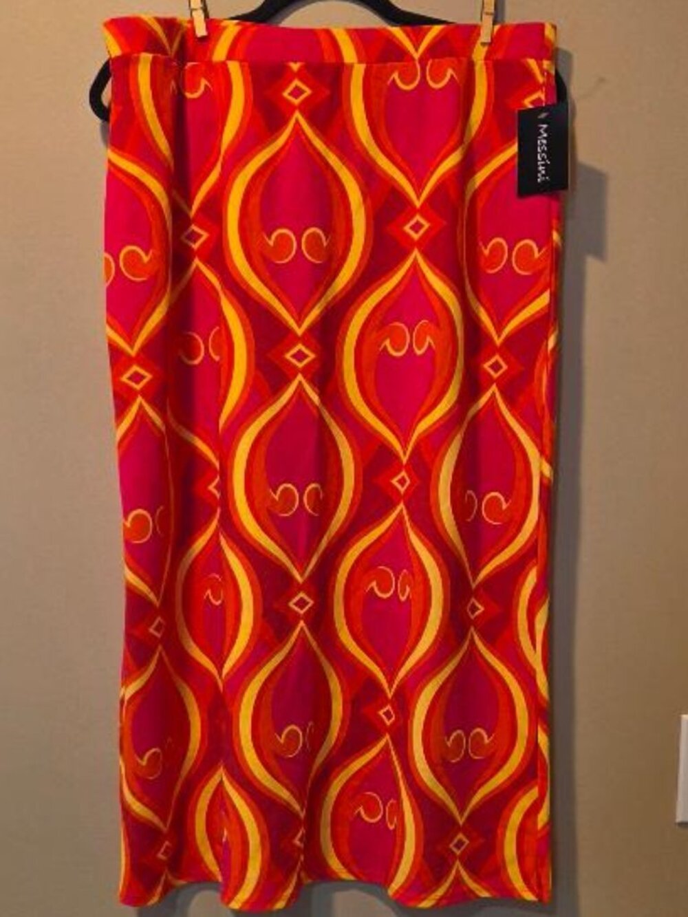 Messini Geometric Retro Ogee Print Maxi/Midi Skirt